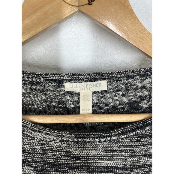 Eileen Fisher Organic Linen Knit Top Petite Small PS Heathered Striped - Picture 4 of 5